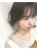無造作カール切りっぱなしボブ×インナーカラー