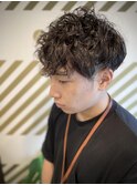 ツイストパーマ&ツーブロックショート