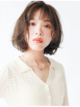 マッシュアンドマッシュアヴェダ ららぽーと福岡店(mash&mash AVEDA) シースルーバング/アヴェダオリーブベージュ／ショートボブ