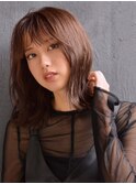 外ハネミディ　オレンジブラウン　顔周りレイヤー【天神/今泉】