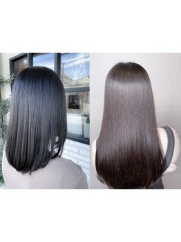 柔らかさや毛先の動きまで表現！《上質ストレート》縮毛矯正で理想のフォルムへ◎毎朝のお手入れも簡単に◎