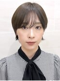 美髪シースルーバングショートボブ小顔似合わせマッシュショート