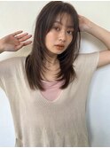 レイヤーロングストレートダークブラウン前髪あり