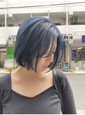 ブリーチダブルカラーネイビーブルーシアーカラー池袋髪質改善