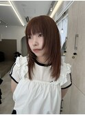 レイヤーカット×オレンジベージュ