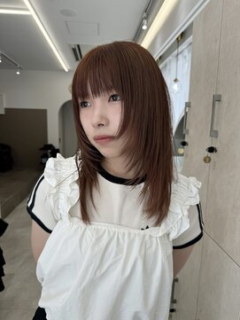 ネモネ バイ ミリー 梅田茶屋町(nemone by milly) レイヤーカット×オレンジベージュ