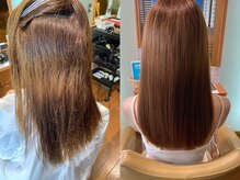 カラーと同時に施術可能な[毛髪形成]超高濃度水素ケア縮毛矯正