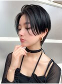 ハンサムショート クールショート 暗髪 センターパート