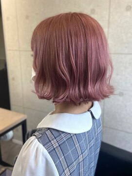 スターズ 川越店(STARS) チェリーブラウン ハイトーン ブリーチ くびれヘア 外ハネボブ