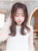 大人可愛い小顔ミディアムレイヤーカット/バング/髪質改善カラー