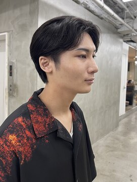 スー 渋谷(suu) センターパートニュアンスパーマメンズカットナチュラルヘア