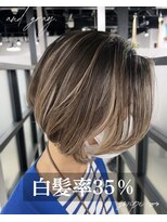 アンドグレイ 東京町屋店(and gray.)&nbsp;顔周り白髪率75%白髪を活かす大人デザイン白髪ぼかしハイライト