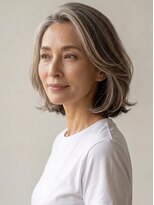ヘアスタジオルース(HAIR STUDIO LUZ)&nbsp;40代50代60代の大人ボブ/白髪ぼかしハイライト/堀江/北堀江