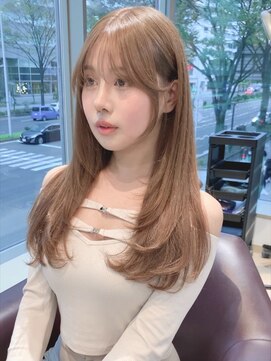 ファースト 仙台店(first) 韓国レイヤーカット×ミルクティーベージュ