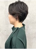 ＊大人女子くせ毛風黒髪ショートボブパーマショート30代40代2