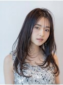 ロングレイヤー/ハッシュカット/20代30代/グレージュ