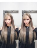 アッシュベージュ×くすみ透明感プルエクステシールロング
