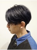 ダークネイビーブルーフェザーパーマセンターパート