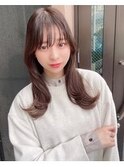 大人ガーリー韓国風韓国風シースルー前髪　チョコレート