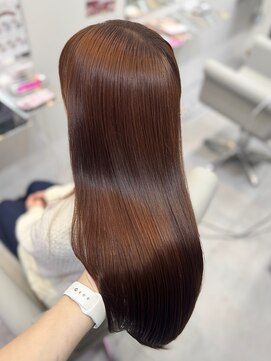 アール 横浜(R) 【MOMO】ブリーチ無しダブルカラーでオレンジブラウン◎