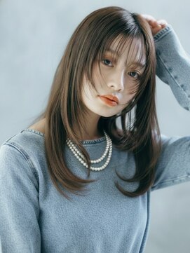 リル バイ フレイムス 川口(Lilou by Frames) 顔周りレイヤー/セミロング/20代 30代 ◎前髪ありベージュ川口