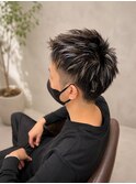 メッシュプラスアップバングショートスタイル