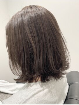 ジエクト 本店(The Ect) おしゃれ白髪染め×ネイビーアッシュ×切りっぱなしくびれボブ