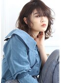 小顔外ハネミディアムアッシュ20代30代40代くびれミディ韓国ヘア