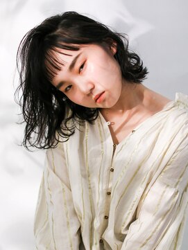 テトヘアー(teto hair) ボブ 黒髪 パーマ オン眉 パッツン ayamestyle カジュアル