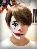 ハロウィン　仮装　メイク　ピエロ　半顔