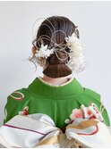 卒業式ヘア袴ヘア振袖ヘア成人式ヘア水引ず引きヘア金箔 K0930