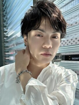 ミンクス 銀座店(MINX) ムービングパーマメンズ 波巻きハイライトマッシュパーマウルフ