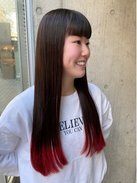 パドル(Paddle) ぷつっとカット/裾カラー/インナーカラー/カシスレッド/暖色系