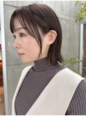 外ハネ/切りっぱなし/顔周りレイヤー/ほうじ茶ラテカラー