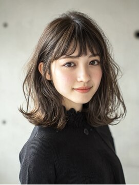 ヘアースパパズ(hairspaPAZ) ワイドバンググレージュ外ハネデジタルパーマ 目黒区祐天寺