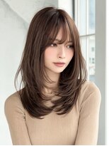 ダル 渋谷/表参道(DAL.)&nbsp;顔周りカットハッシュカットダークブラウンワンホンレイヤー韓国