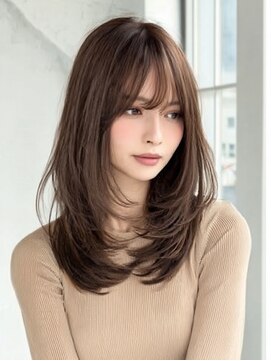 ダル 渋谷/表参道(DAL.) 顔周りカットハッシュカットダークブラウンワンホンレイヤー韓国