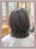 ◆明るめカラーで白髪ぼかし/ミディアムレイヤー/40代50代60代◆