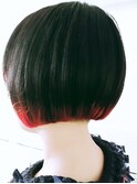 ラインカラー/ペールカラー/暖色系カラー/ミニボブ/ぱっつんボブ