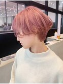 ピンクショート_外ハネボブアッシュブラウンネオウルフ_ba274052