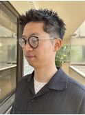 ベリショスパイキーショートべリーショートアップバングメンズ