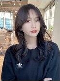 韓国ヘア2wayバング似合わせカットフェミニンロング前髪