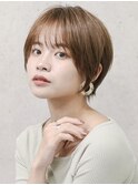 シースルーバングショート　ショートヘア　ベージュカラー　奈良