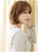 オレンジベージュ細めハイライト丸みこなれボブX志木30代40代