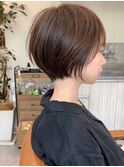 ミルクブラウン髪質改善ショートボブ白髪ぼかし