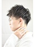 ツーブロックソフトツイスパネープレス束感ショートビジネス眼鏡