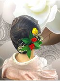 着物ヘアセット　和髪　和装ヘア　正月ヘア　まとめ髪