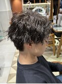 メンズカット スパイラルニュアンスパーマ アッシュブラウン