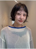 くせ毛風ショートボブ×デザインカラー