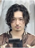 グランジサーフカールパーマアクティブショートセンターパート
